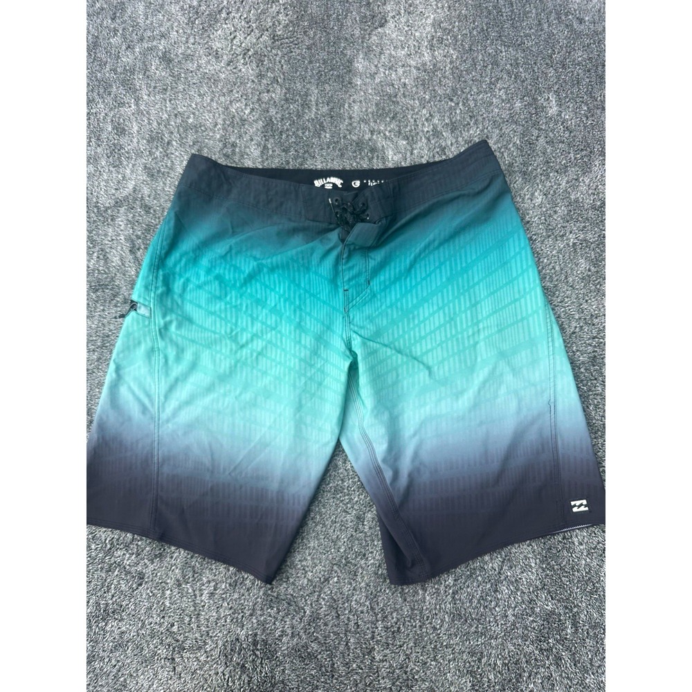 Billabong Recycler Fluid Pro Board Shorts Mens 38 Teal Black 12" Inseam Surf